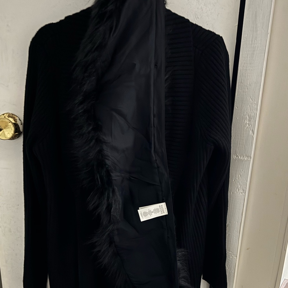 Michael Kors Women’s Faux Fur Cardigan Black, NWT - Picture 13 of 13
